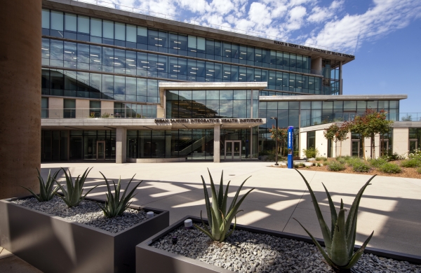 An outdoor view of the Samueli College of Health Sciences building during the day