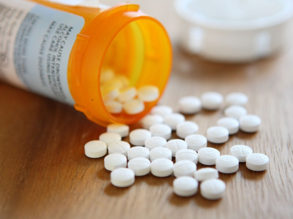 Open bottle of pills 
