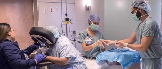 Obstetric Anesthesiology Fellowship program fellows provide clinical care to a pregnant patient