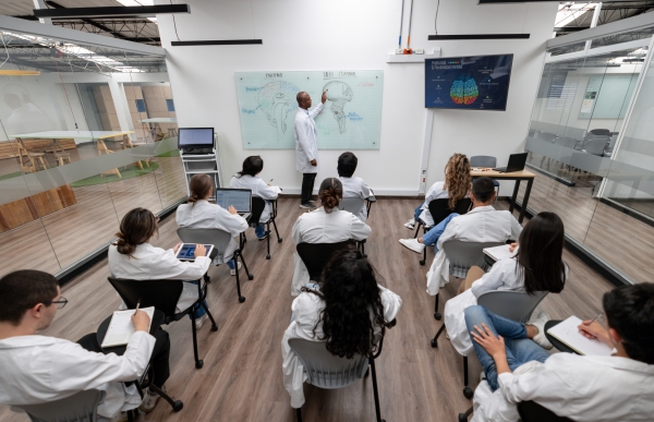 Group of students in an anatomy class at the medical school