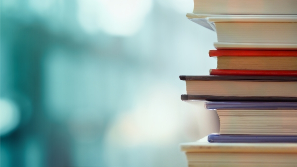 A stack of textbooks