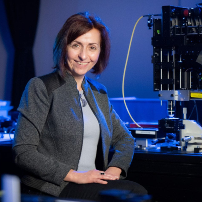 Mihaela Balu in lab space.