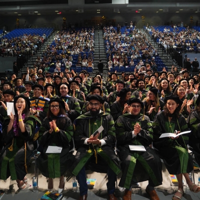 2024 School of Medicine graduates seated at commencement. 