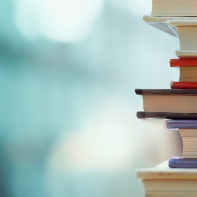 A stack of textbooks