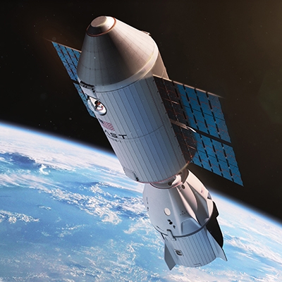 VAST spacecraft orbiting earth