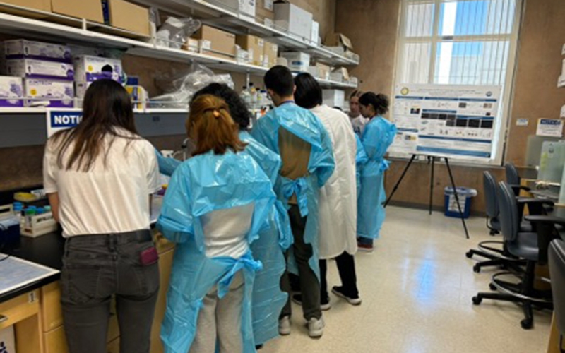 2024 Diversity in Neurology Academy participants working in a lab