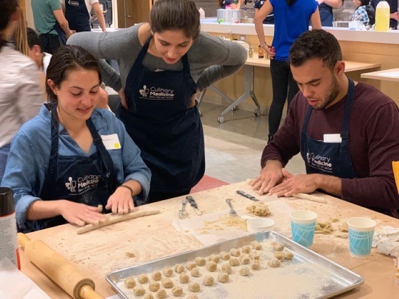 Culinary Medicine students making healthy gnochi pasta