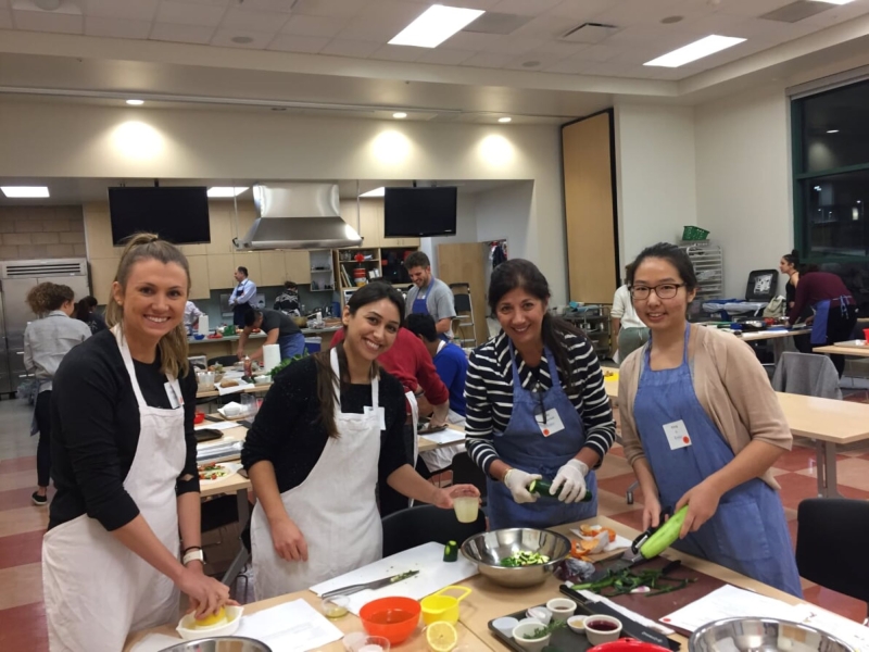 Culinary Medicine students work at the Anteater Teaching Kitchen