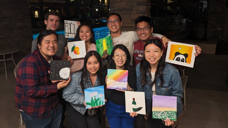 Brushes, paint, and plenty of creativity during our wellness paint night