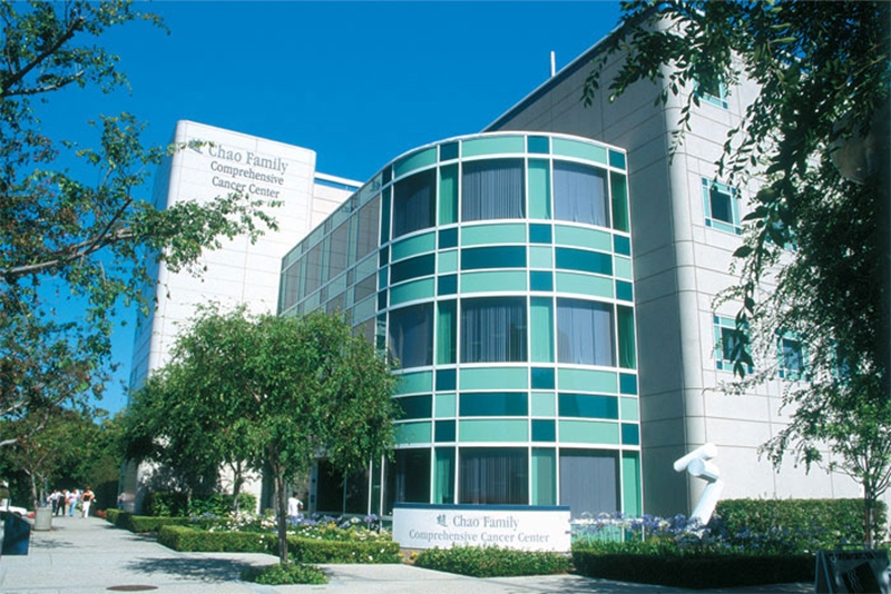 Exterior photo of the Chao Family Comprehensive Cancer Center 