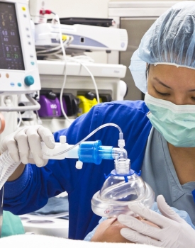 An anesthesiologist provides anesthesia care to a patient in an operating room