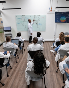 Group of students in an anatomy class at the medical school