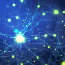 Lit nodes against a blue background. 