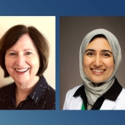 Headshots of Geraldine Taplin, MD (’72) and Zainab Saadi, MD