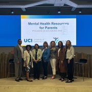 The UCI and IUSD experts from left: Dr. Rimal Bera, Marcelle Hayashida, Dr. Paramjit Joshi, Tammy Blakely, Cassie Parham, Dr. Sunny Shen and Katie McEwen.