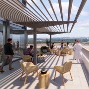 Rendering of outdoor infusion center terrace 