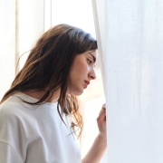 Woman showing signs of depression