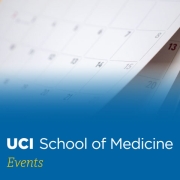 Close up photo of calendar pages and text UCI School of Medicine Events