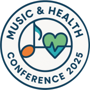 A music note and heart, with the words "Music & Health Conference 2025"