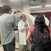 Faculty member Shawn Xiang’s provides a tour for his BME 130 course students at the UCI state-of-the-art medical imaging facility.