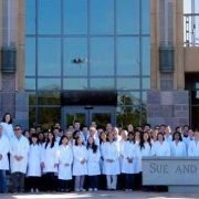 Researchers standing outside Stem Cell Research Center