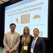 Shawn (Liangzhong) Xiang and his collaborator Yong Chen and PhD student Lucia Rodriguez-Gonzalez at the 2026 AAPM Annual Meeting