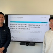 Wei Li, PhD, with his PhD student Chaorong Chen (right).