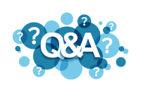 Q&A overlaid on blue circles with question marks.