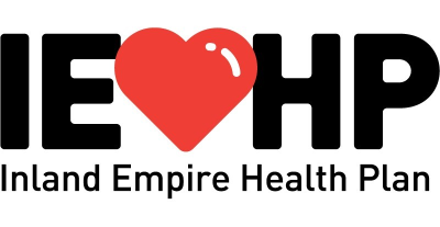 Inland Empire Health Plan IEHP logo with a red heart in between the "E" and the "H"