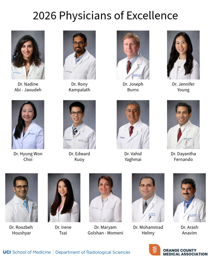 13 professors from the Department of Radiological Sciences were named 2026 Physicians of Excellence by the Orange County Medical Association