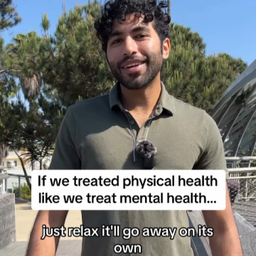 A screenshot of Deven Patel with the text: If we treated physical health like we treat mental health: “Just relax - it will go away on its own.”