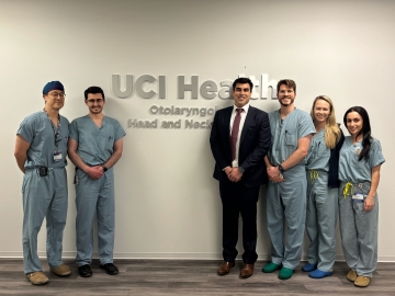 ENT residents in scrubs at one of UCI Health's clinical locations